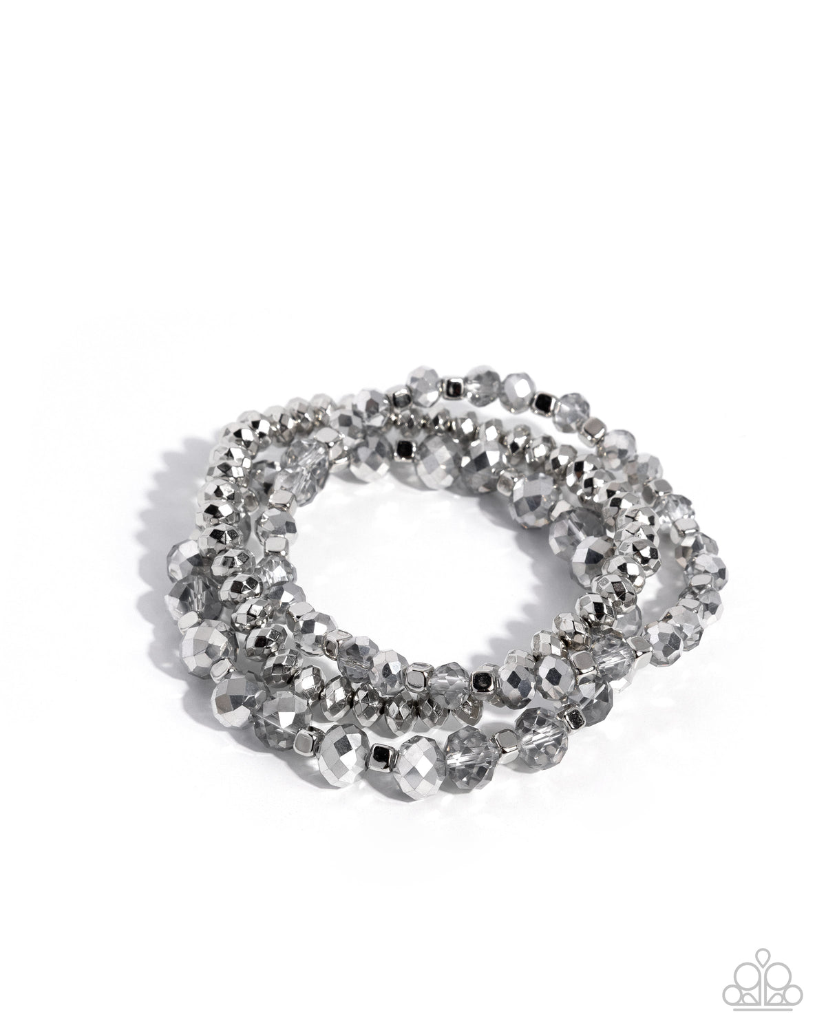Playful Palette silver stretch bracelet set with faceted beads