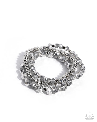 Playful Palette silver stretch bracelet set with faceted beads
