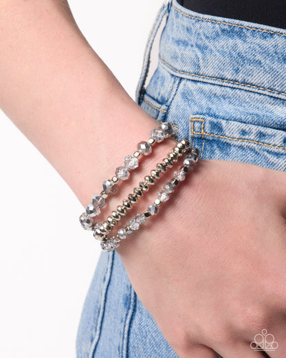 Playful Palette silver beaded bracelet set by Paparazzi Accessories