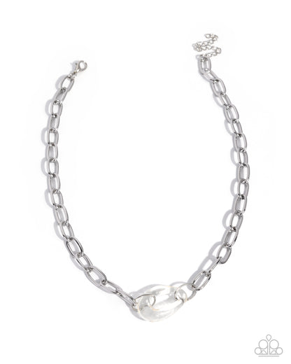 Here for the Refinement Clear Acrylic Oval Necklace by Paparazzi Accessories at Jewelry by Bretta - product photo 1