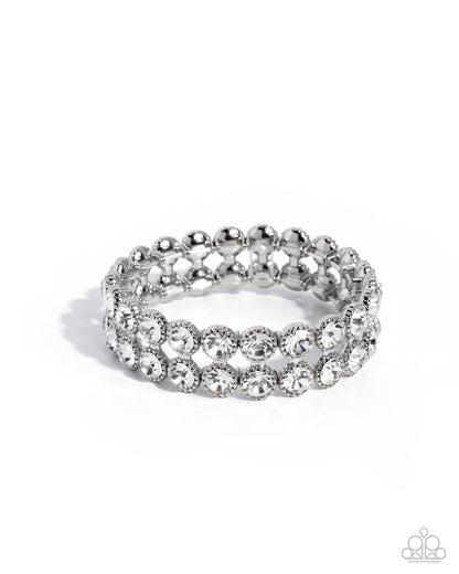 Elaborate Element white gem stretch bracelet by Paparazzi Accessories at Jewelry by Bretta - view 1