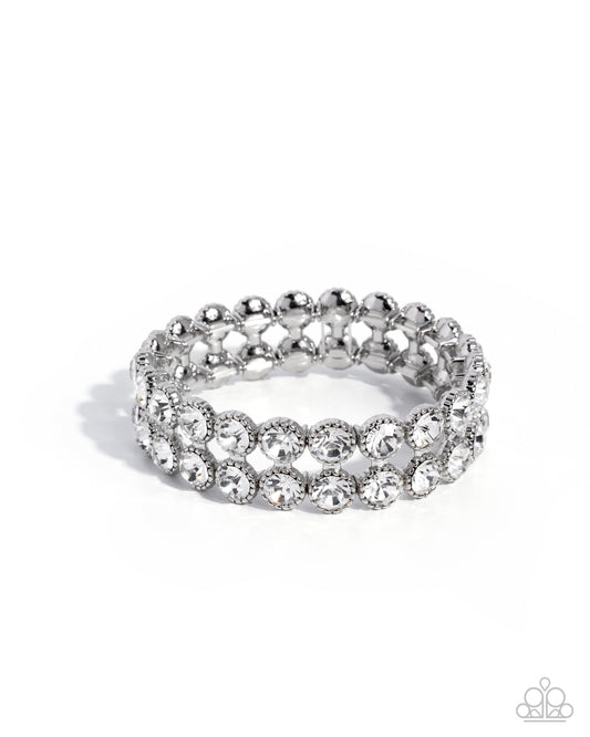 Elaborate Element white gem stretch bracelet by Paparazzi Accessories at Jewelry by Bretta - view 1