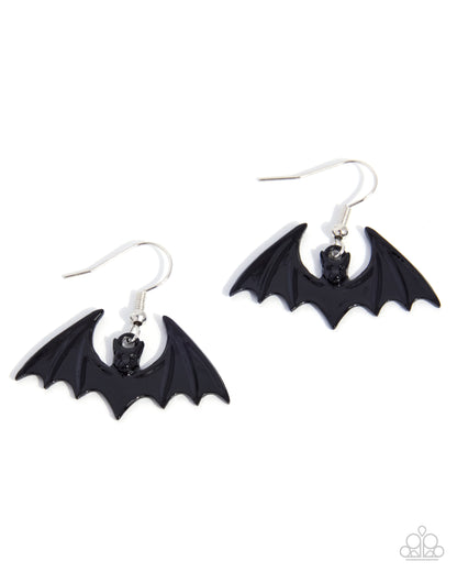 Bat Cave black bat dangle earrings - Jewelry by Bretta