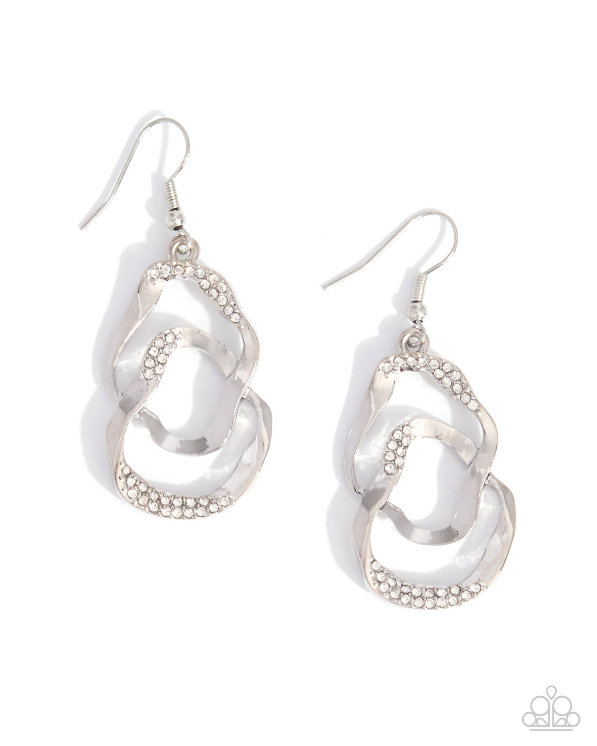 Laid-Back Layers white rhinestone earrings front view