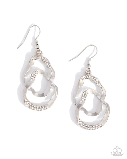 Laid-Back Layers white rhinestone earrings front view