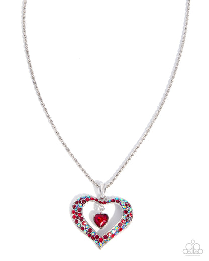 Cupid Connection red heart rhinestone necklace with matching earrings - Jewelry by Bretta