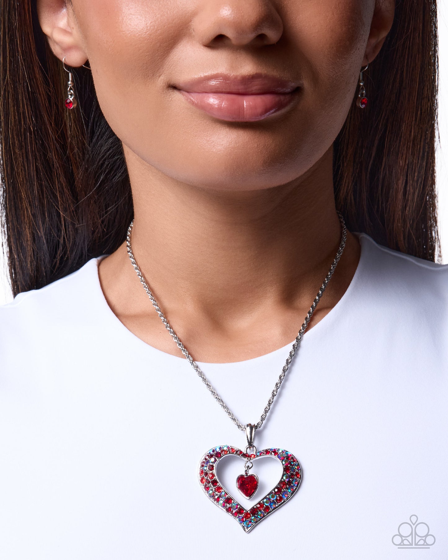 Cupid Connection red heart necklace detail view - Jewelry by Bretta