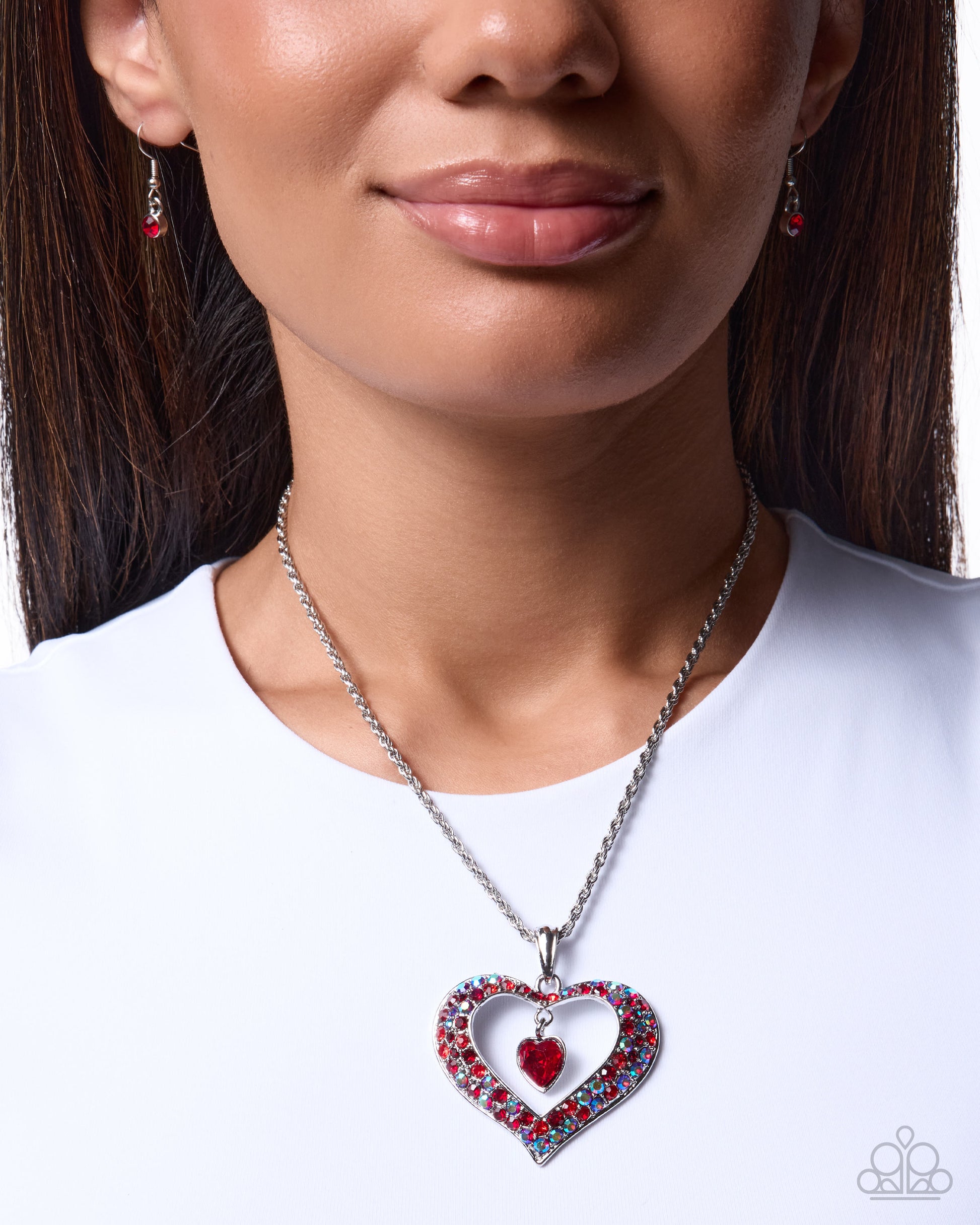Cupid Connection red heart necklace detail view - Jewelry by Bretta