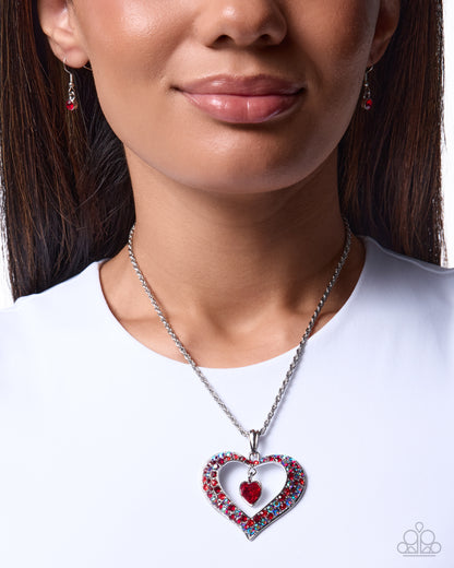 Cupid Connection red heart necklace detail view - Jewelry by Bretta