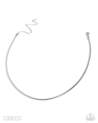 Paparazzi Acceptable Allegiance silver stainless steel snake chain necklace | Jewelry by Bretta