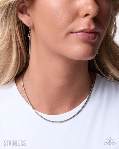 Acceptable Allegiance silver flattened snake chain necklace, alternate view | Jewelry by Bretta