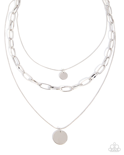 Seize the Status silver layered snake and paperclip chain necklace with discs