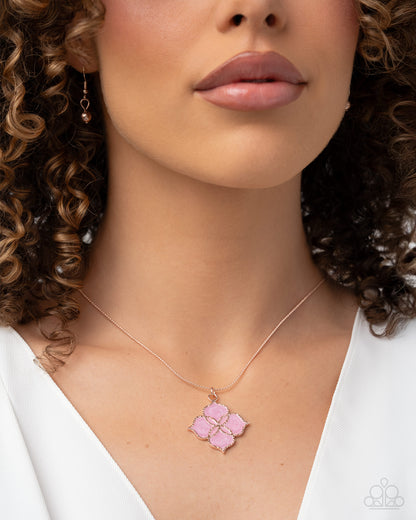 Sunset Shore pink necklace and earring set by Paparazzi Accessories