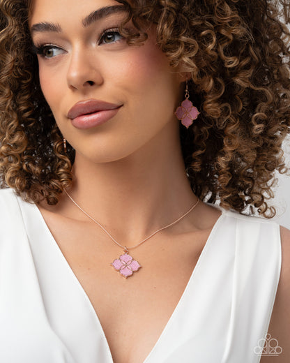 Sunset Shore pink necklace and earring set by Paparazzi Accessories