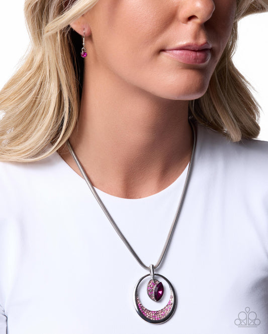 Suspended Stardust Pink Rhinestone Silver Pendant Necklace | Jewelry by Bretta — photo 1