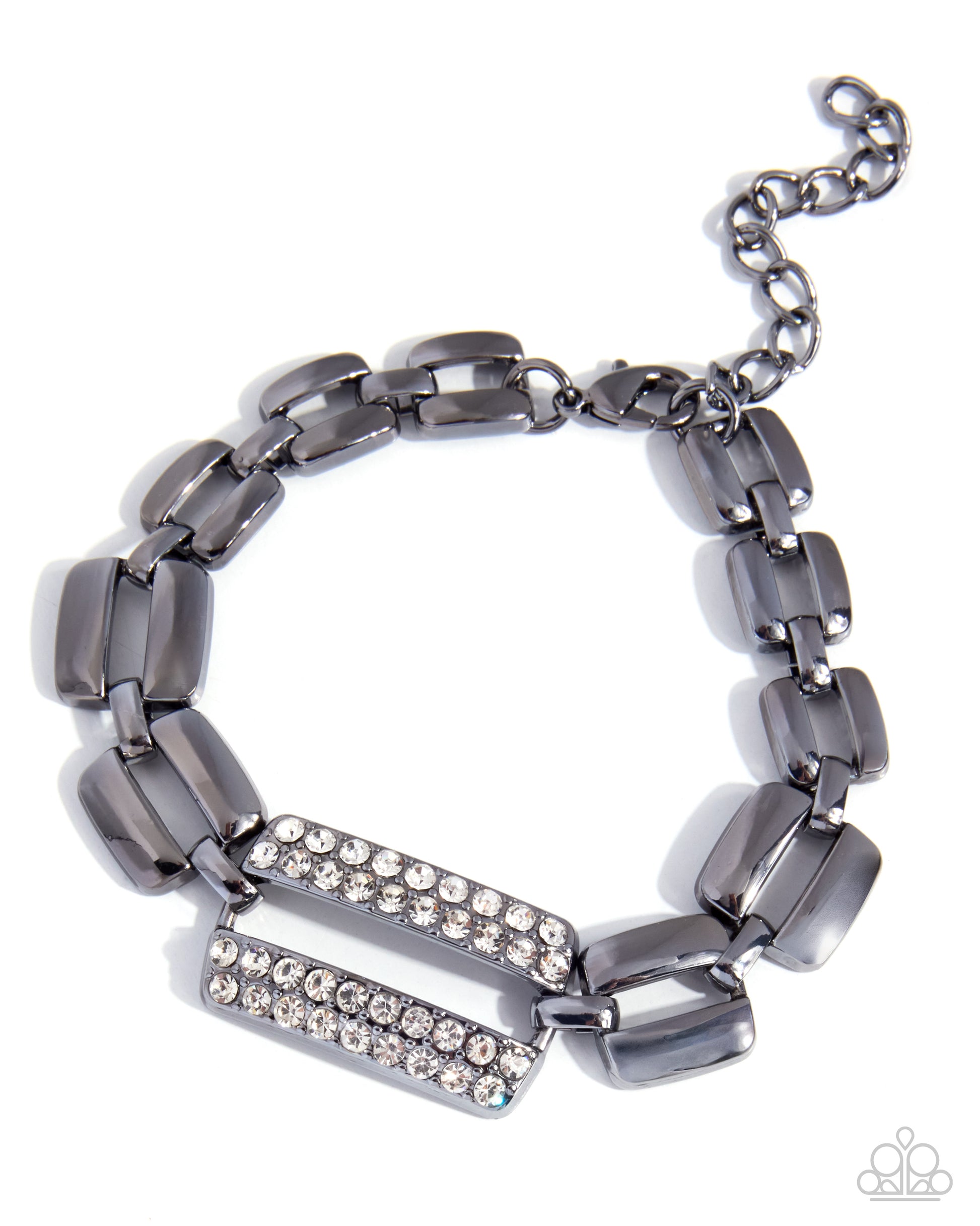 Elaborately Enough black gunmetal rhinestone statement bracelet