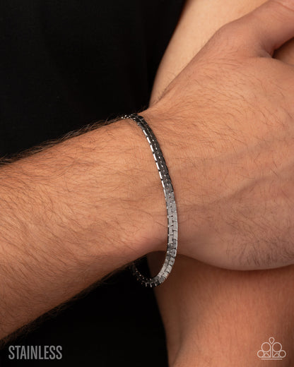 Silver layered chain bracelet with adjustable clasp, Conventional Courtesy | Jewelry by Bretta