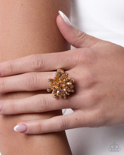Deafening Dazzle orange rhinestone stretch ring by Paparazzi Accessories