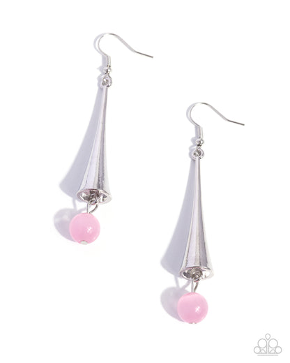 Cascading Chassé pink cat’s eye dangle earrings by Paparazzi Accessories