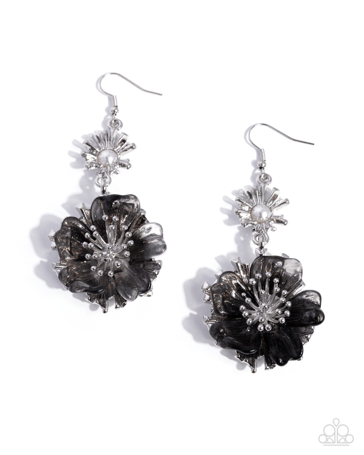Ballet Beacon Black Floral Pearl Earrings by Paparazzi Accessories at Jewelry by Bretta - product photo 1