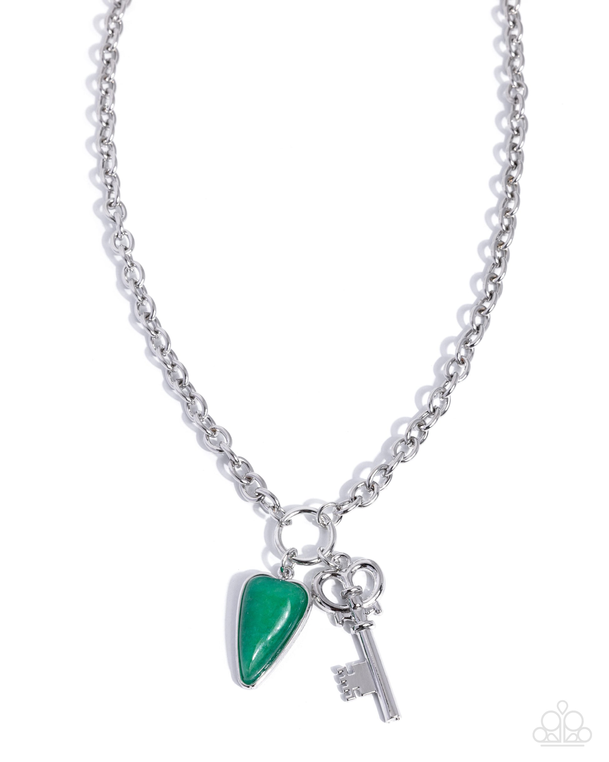 Honest Heritage Green Jade Key Necklace by Jewelry by Bretta - front view