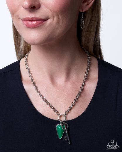 Honest Heritage Green Jade Key Necklace by Jewelry by Bretta - modeled view