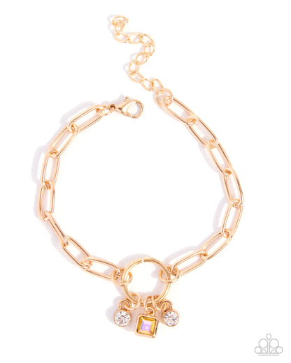 Totally Talented yellow gem gold charm bracelet front view