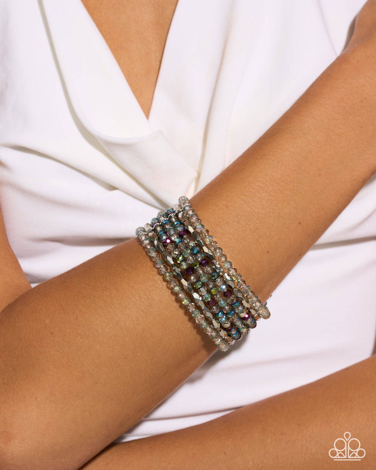Paparazzi Crafted Charm Multi bracelet with seven strands of multicolored and clear faceted beads – Jewelry by Bretta