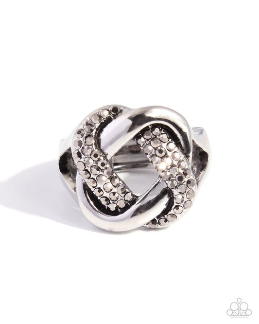 Woven Wish Silver Hematite Stretch Ring - Paparazzi Accessories at Jewelry by Bretta