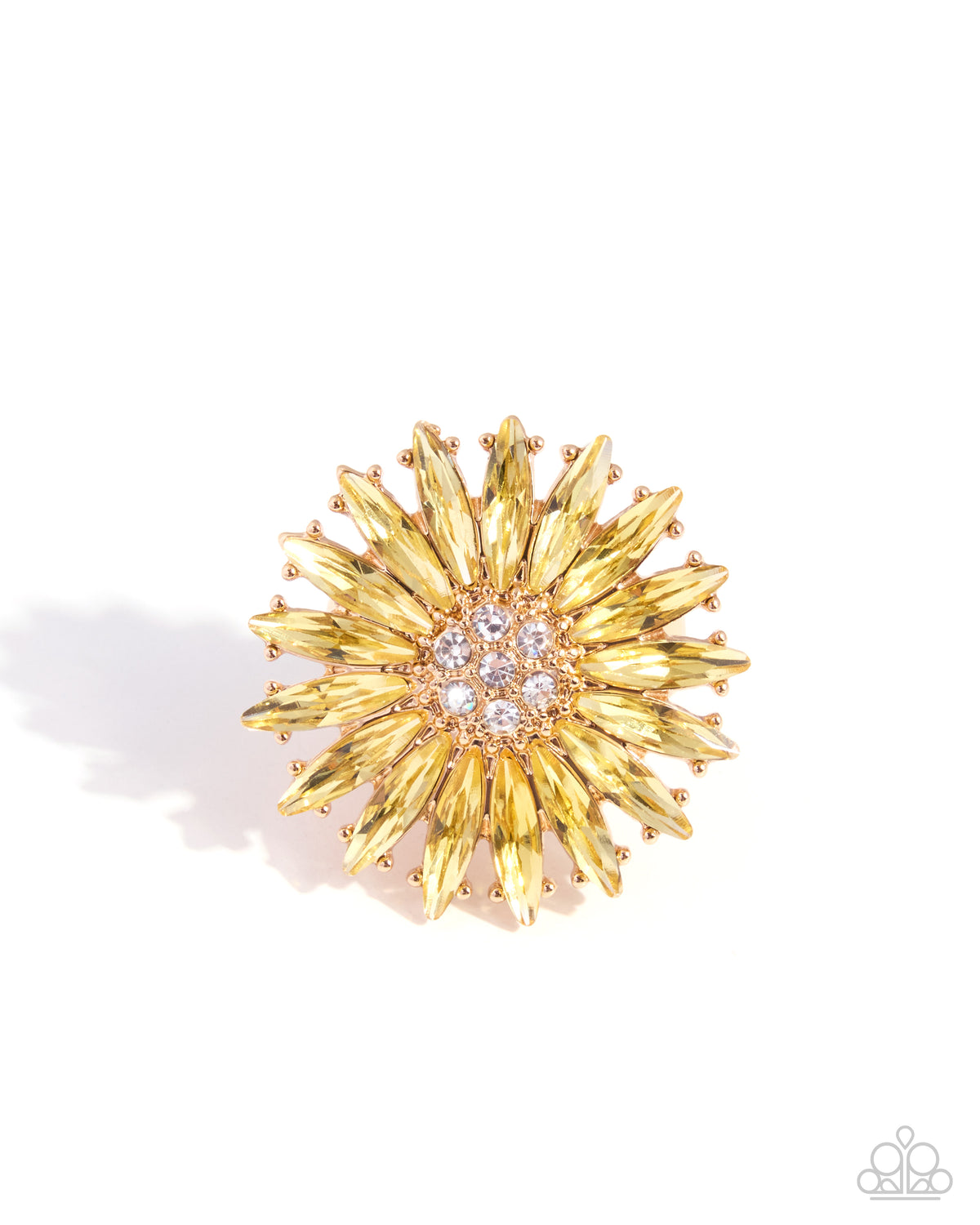 Sprinkle of Sunshine yellow marquise gemstone floral stretch ring - product image 1