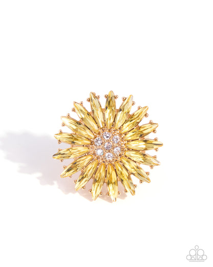 Sprinkle of Sunshine yellow marquise gemstone floral stretch ring - product image 1