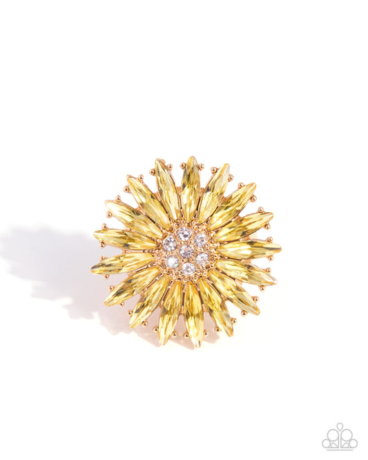 Sprinkle of Sunshine yellow marquise gemstone floral stretch ring - product image 1