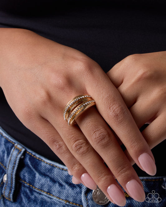 Dabbling in Dazzle Gold Rhinestone Stretch Ring