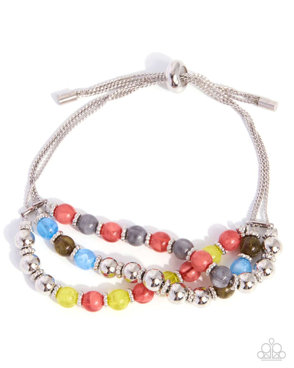 Successful Stack pink multicolor beaded bracelet with silver chains - Paparazzi Accessories at Jewelry by Bretta