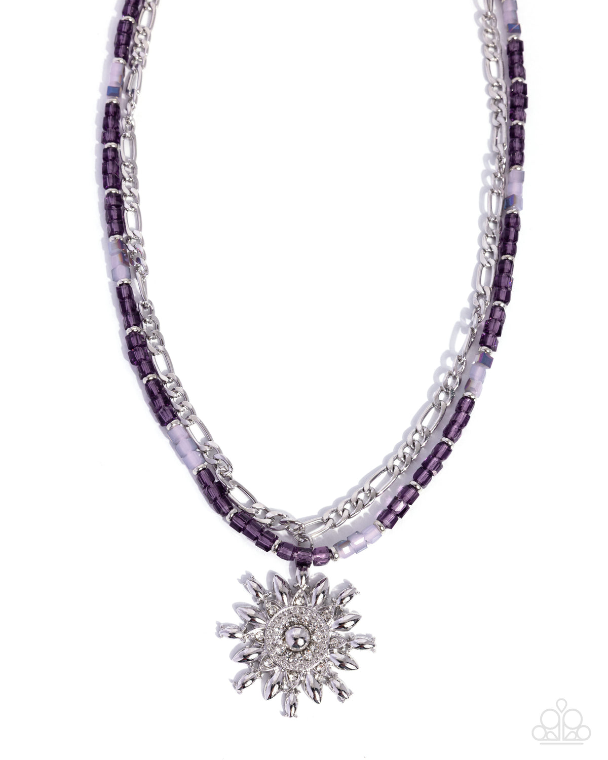 Sunburst Scene Purple Layered Pendant Necklace by Paparazzi Accessories at Jewelry by Bretta