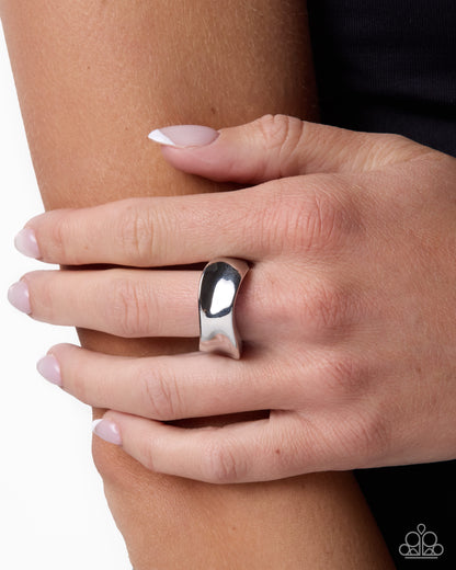 Adorably Abstruse Silver Hammered Wave Ring by Jewelry by Bretta - modeled view