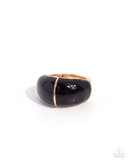 Compelling Company black glossy ring with gold-tone bar on stretchy band - product image 1