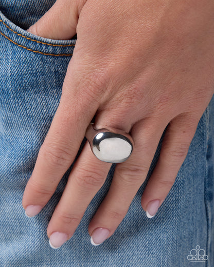 Polished Proposal Silver Dome Stretch Ring by Paparazzi Accessories