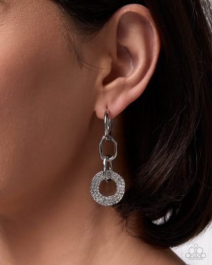 Comparable Chic oversized silver link earring charms detail