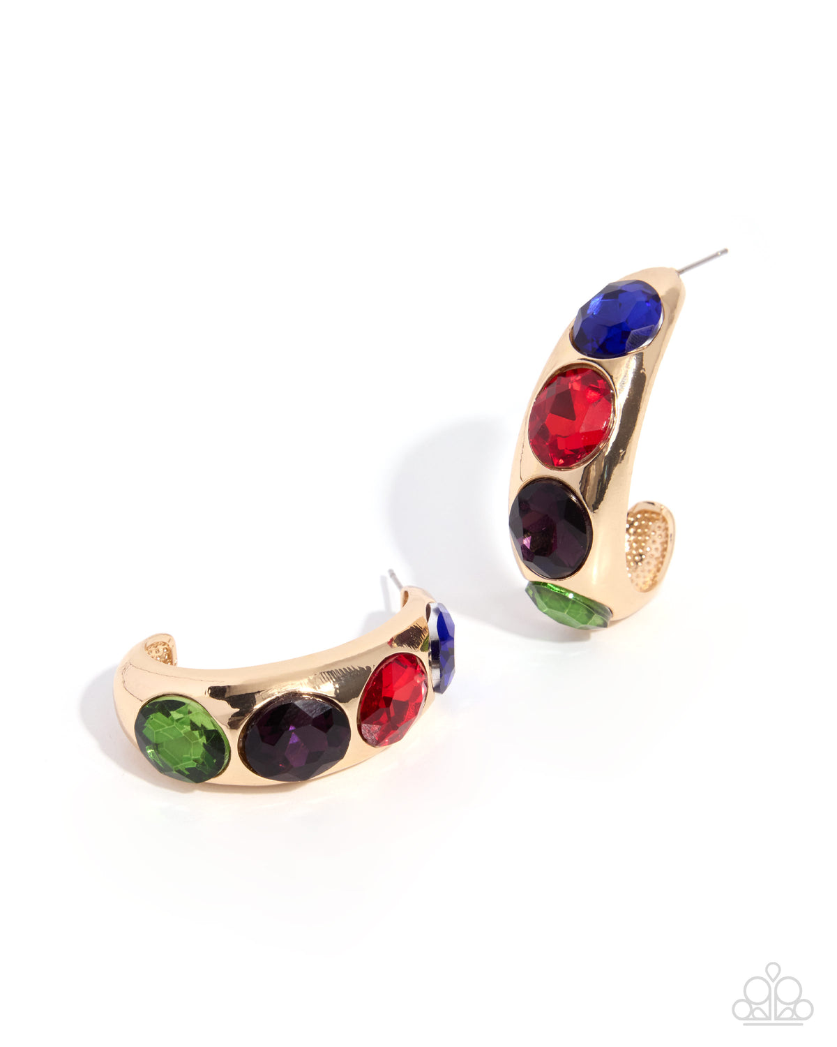 Adorable Advocate gold multicolor hoop earrings by Paparazzi Accessories at Jewelry by Bretta - view 1