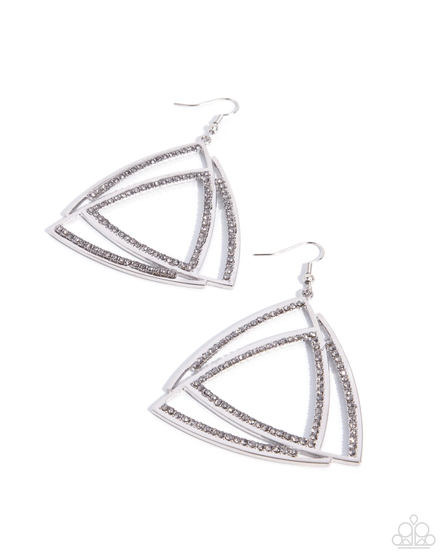 Serious Sashay silver smoky rhinestone geometric triangle earrings | Jewelry by Bretta