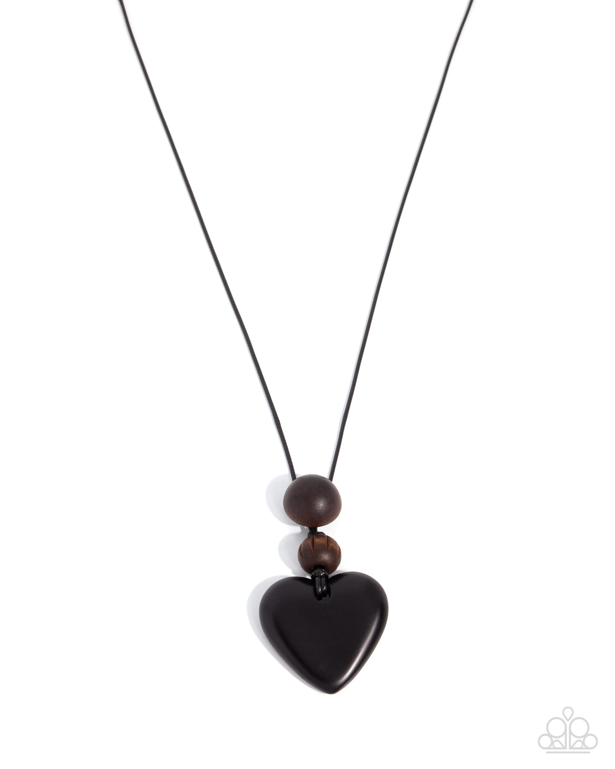 Cupid Cheers black wooden heart pendant necklace with brown beads - product image 1