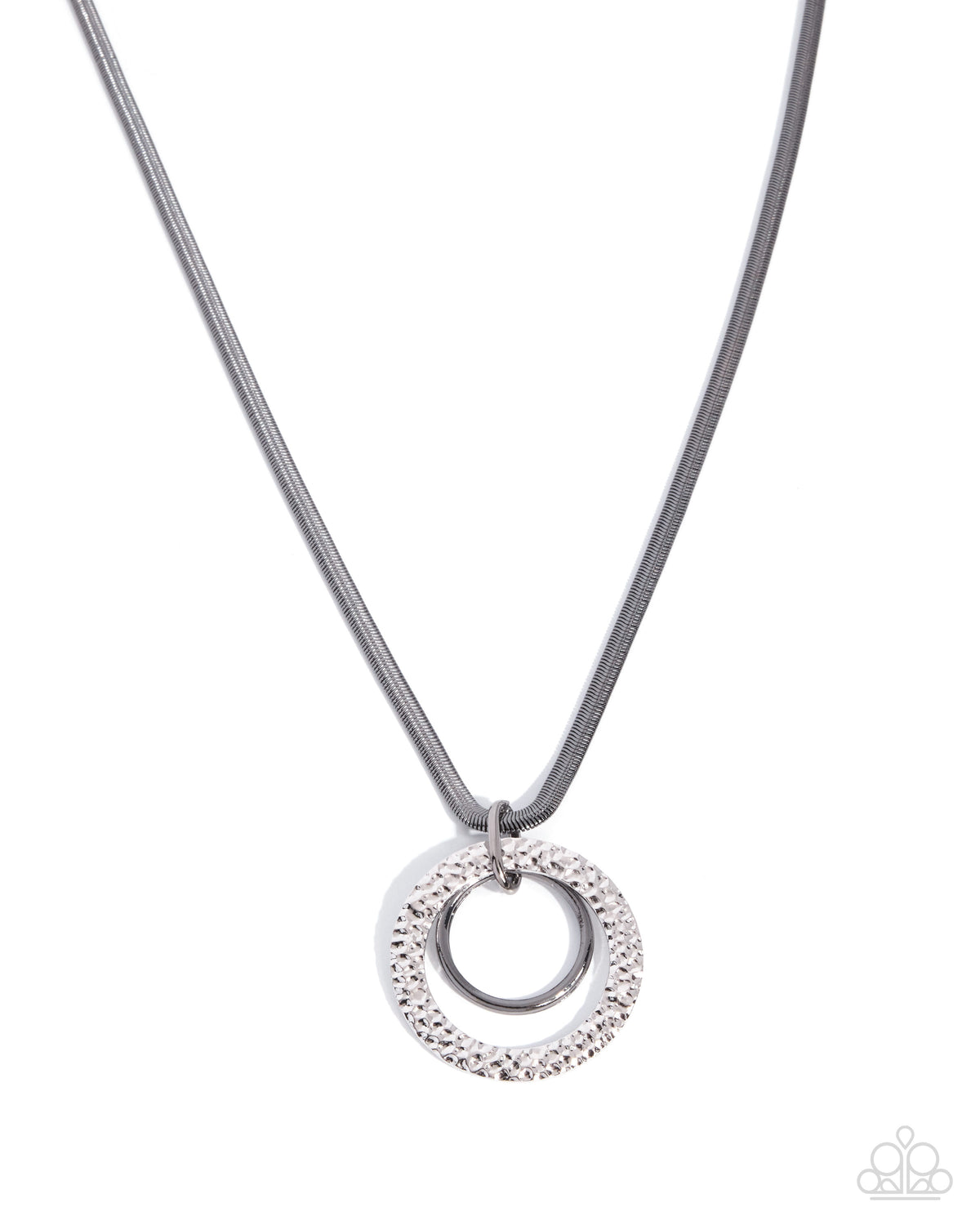 Radical Rings Black Mixed Metal Hoop Necklace by Paparazzi Accessories