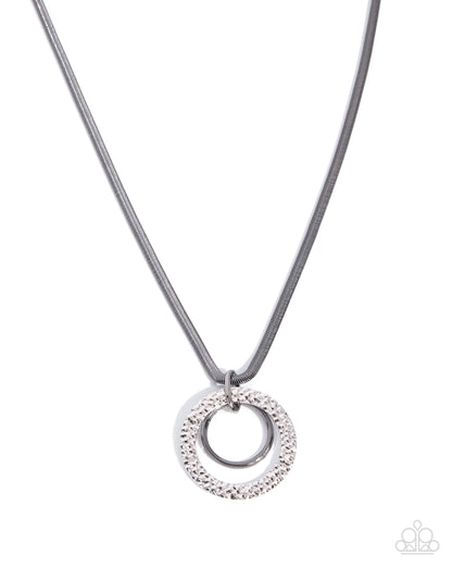 Radical Rings Black Mixed Metal Hoop Necklace by Paparazzi Accessories