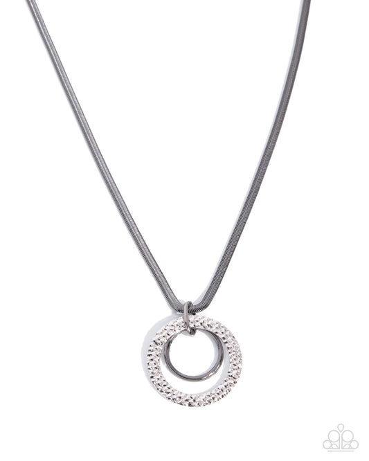 Radical Rings Black Mixed Metal Hoop Necklace by Paparazzi Accessories