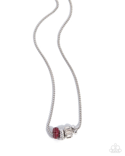 Eclectic Editor Red Rhinestone Ring Pendant Necklace by Paparazzi Accessories