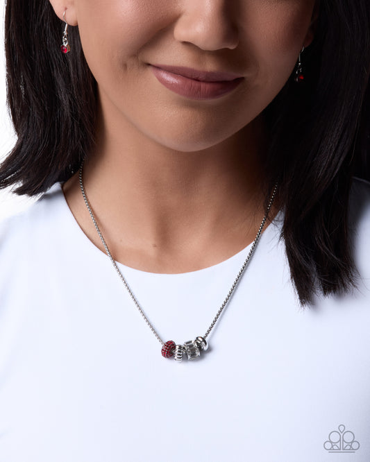 Eclectic Editor Red Rhinestone Ring Pendant Necklace by Paparazzi Accessories