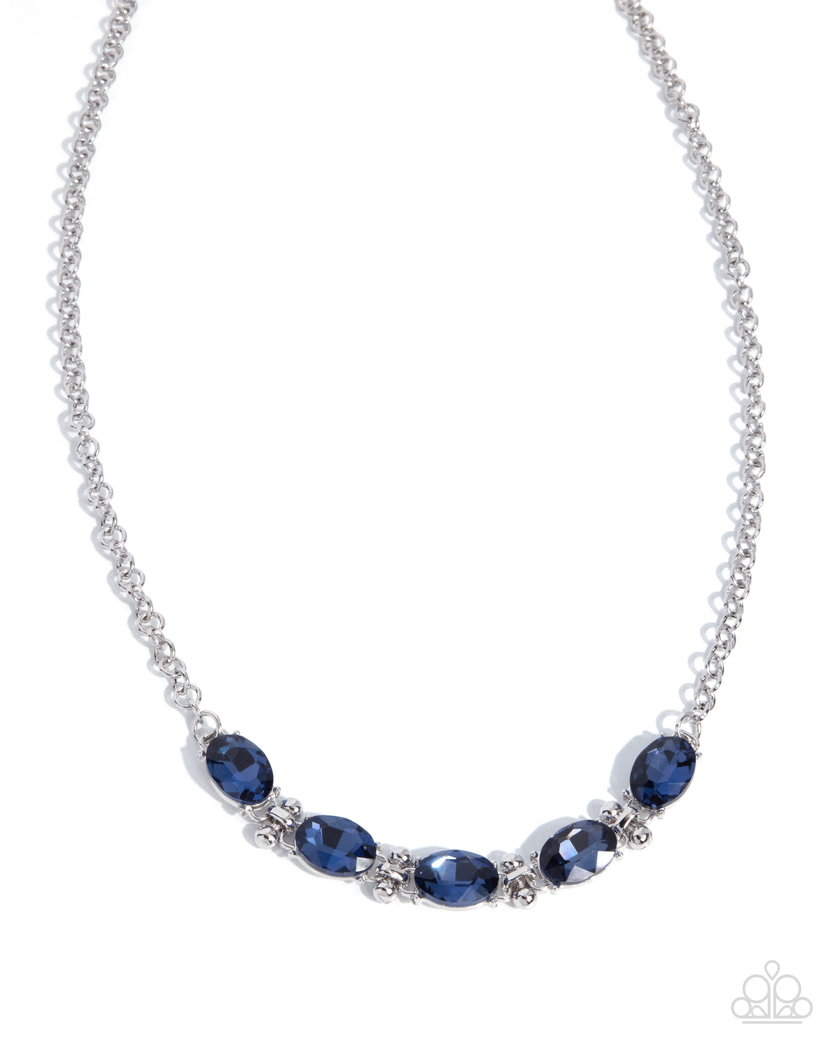 Paparazzi Celebrity Shimmer navy blue gem silver necklace, product image | Jewelry by Bretta