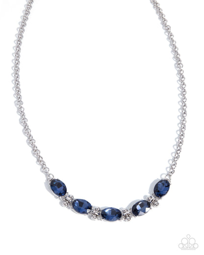 Paparazzi Celebrity Shimmer navy blue gem silver necklace, product image | Jewelry by Bretta