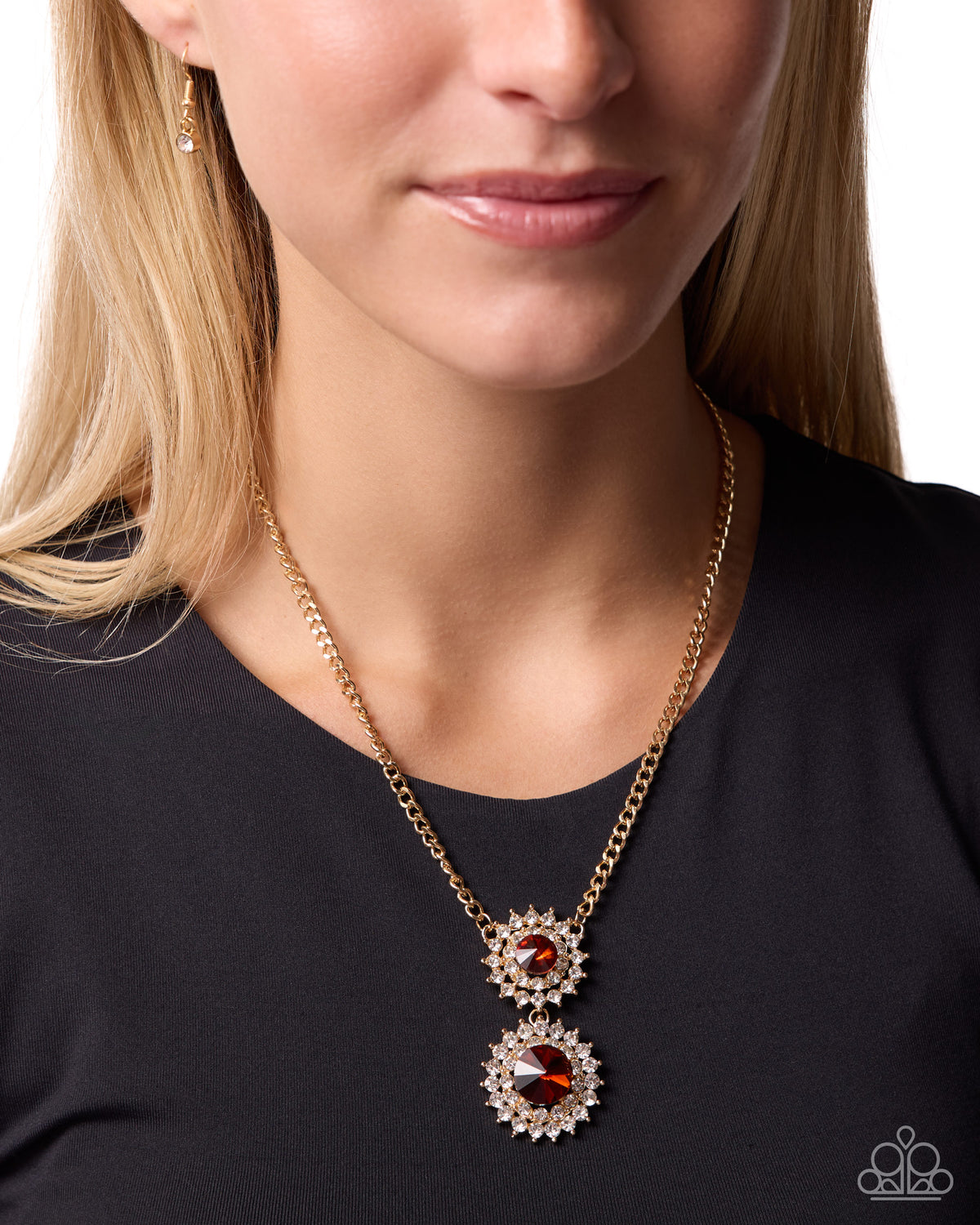 Elaborate Ethics Brown Topaz-Colored Floral Necklace - Paparazzi Accessories at Jewelry by Bretta - view 2